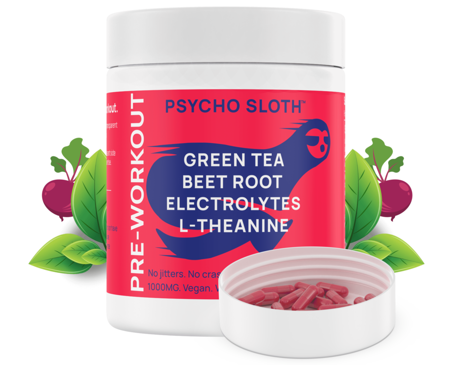 Pre-Workout Capsules | Psycho Sloth | 4 Ingredient Clean Pre-Workout